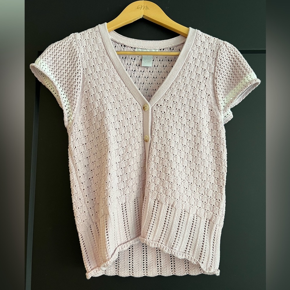 Design History crochet blouse in pink.